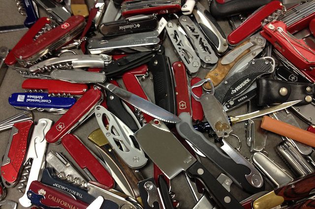 The TSA confiscated these knives from carry-on baggage at Newark.